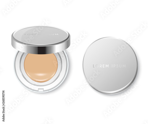 Cushion compact foundation packaging template : Vector Illustration