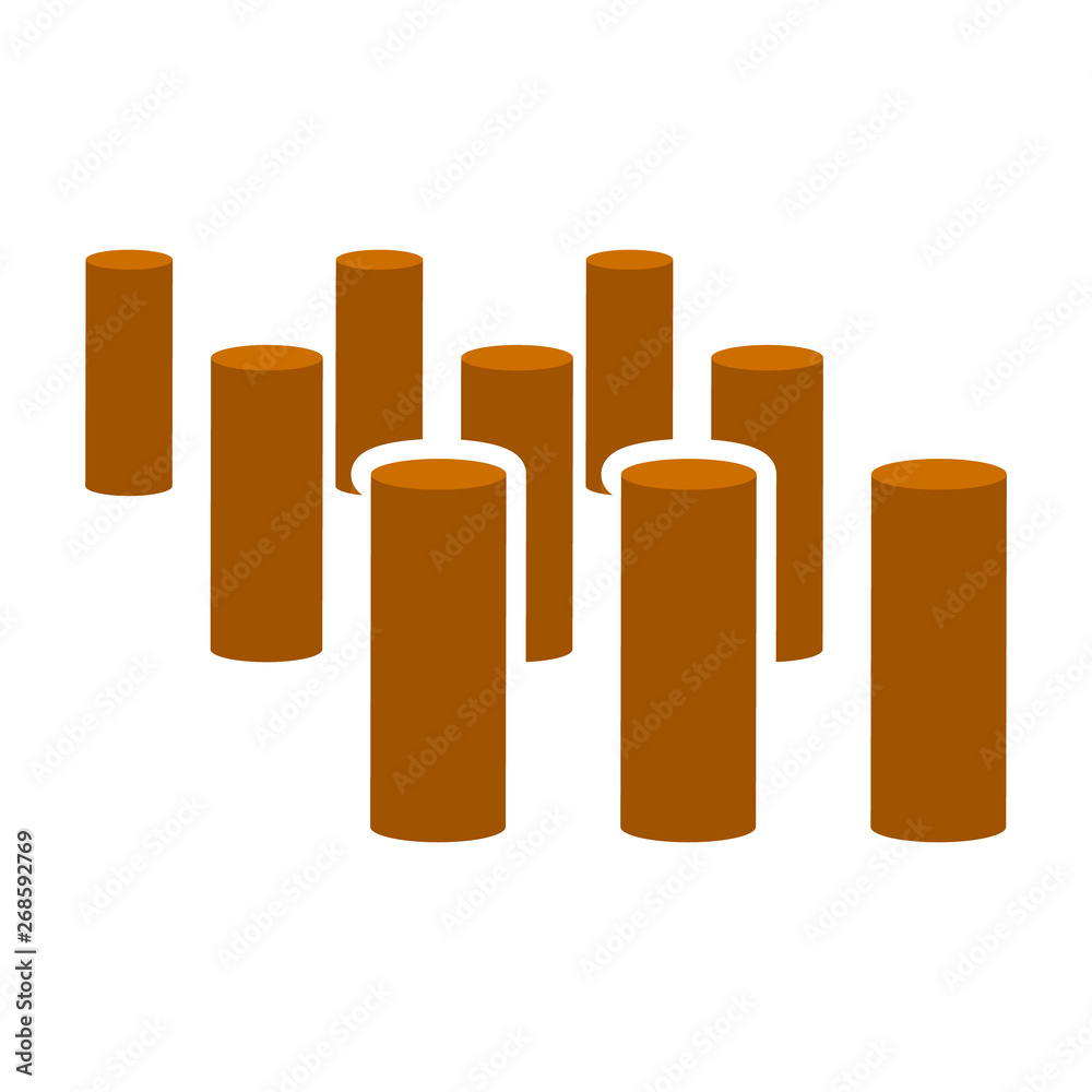 Piles for building houses icon.Isometric and 3D view. Piles for building houses icon.Isometric and 3D view.