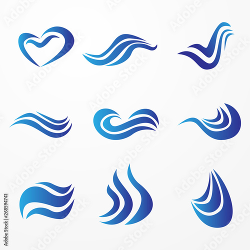 set of water shape logo template with modern concept and trendy style use for brand and business identity design vector eps 10