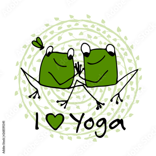 Funny yoga frog, sketch for your design