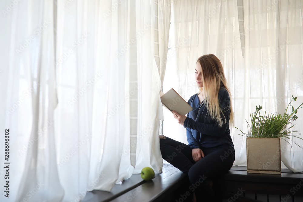 Young girl at home relaxing Young girl at home relaxing