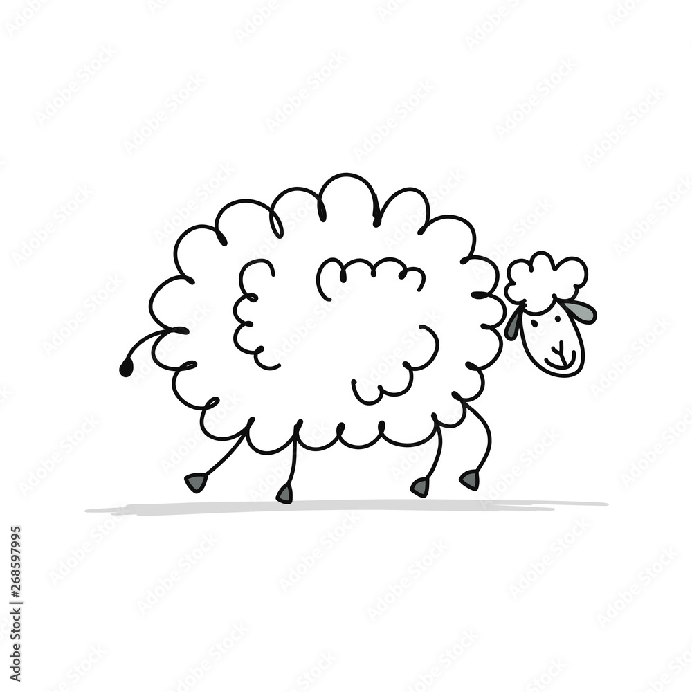 Funny sheep, sketch for your design Funny sheep, sketch for your design
