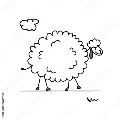 Funny sheep, sketch for your design