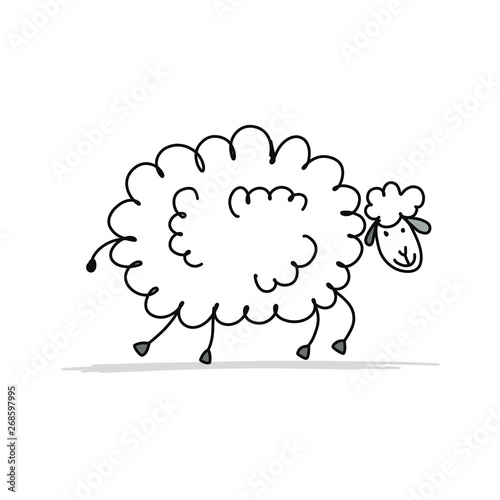 Funny sheep, sketch for your design