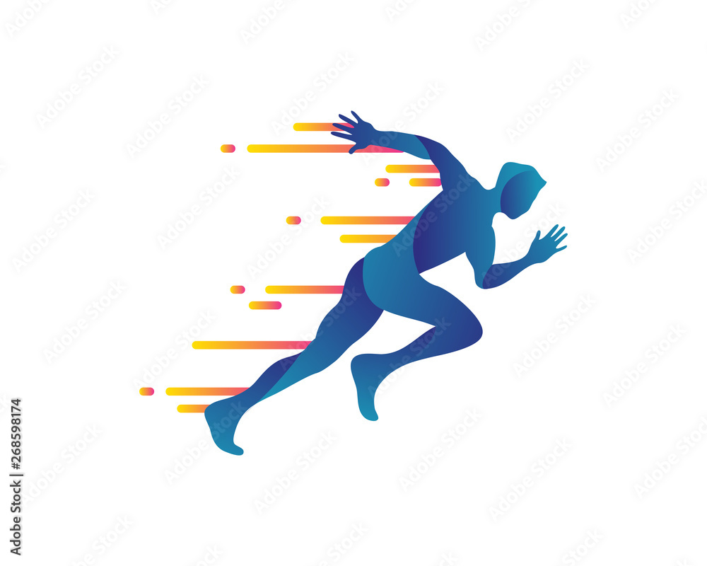 Passionate Abstract Fast Sprint Runner Symbol In Isolated White Background