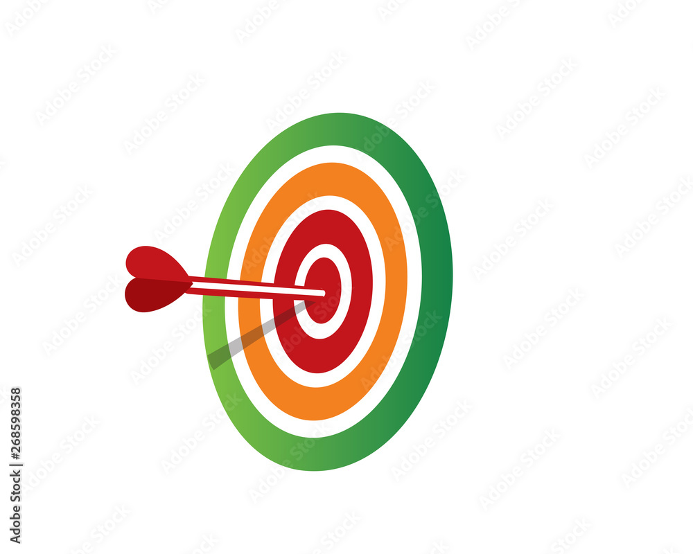 Modern Shooting Target Bullseye With Arrow Logo Illustration In Isolated White Background