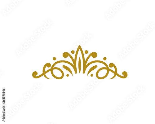 Vintage Elegant Gold Tiara Logo Illustration In Isolated White Background photo
