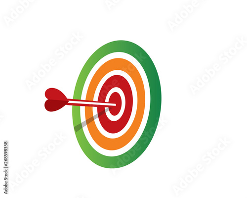 Modern Shooting Target Bullseye With Arrow Logo Illustration In Isolated White Background