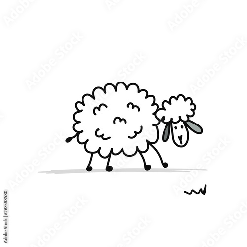 Funny sheep, sketch for your design