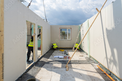 Construction of new and modern modular house photo