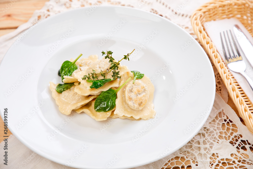 vegetarian ravioli with spinach with herbs vegetarian ravioli with spinach with herbs