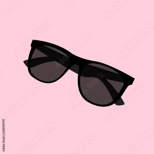 Black sunglasses On a pink background