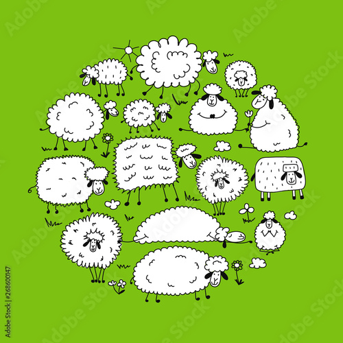 Flock of sheeps, sketch for your design
