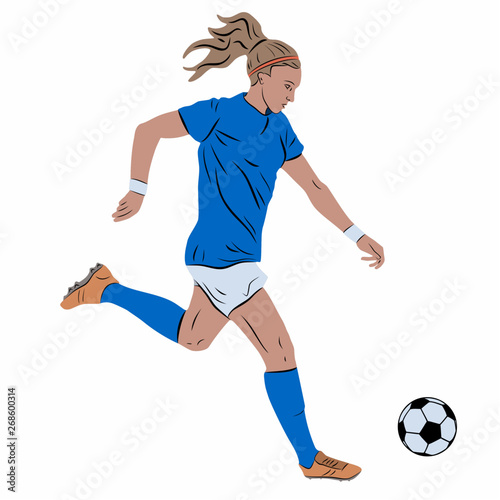 illustration of woman soccer player, vector draw