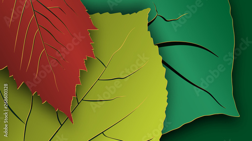 Tree leaves for HD video backdrop or others. Paper cut style. Vector.