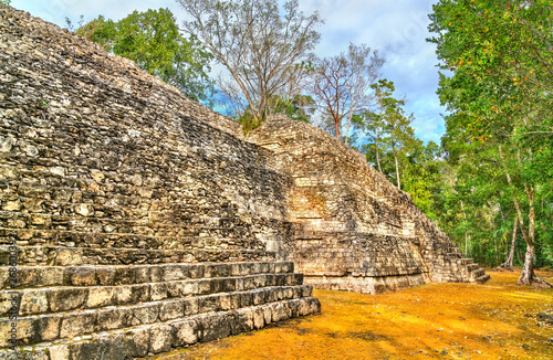 Ruins of a Mayan pyramid at Balamku in Mexico photo