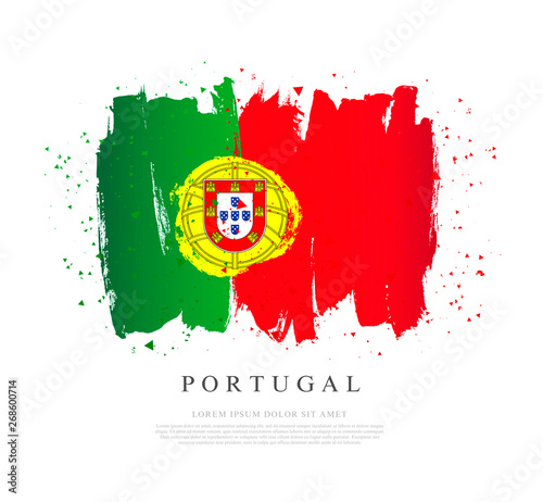 Flag of Portugal. Vector illustration. Brush strokes. Independence Day.