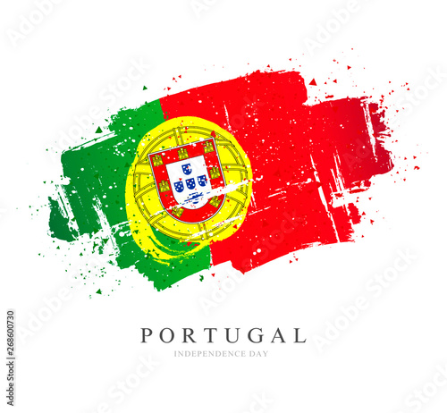 Flag of Portugal. Vector illustration  Brush strokes