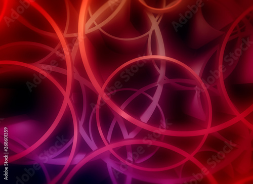 Abstract geometry. Circle shapes chaotic pattern. 3D rendering