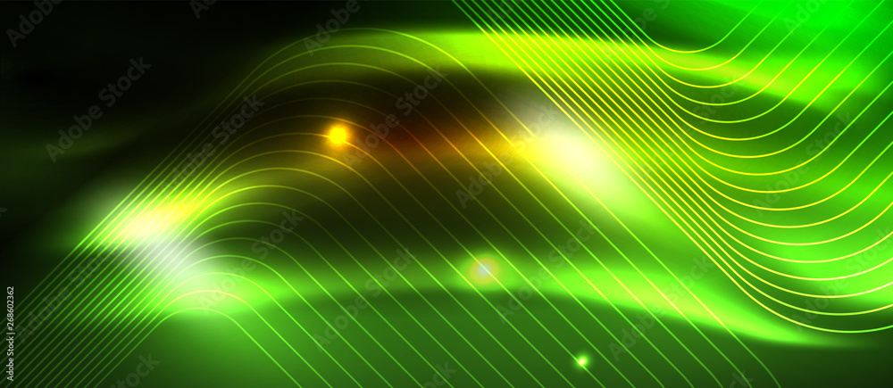 Neon square shapes lines on glowing light background Neon square shapes lines on glowing light background