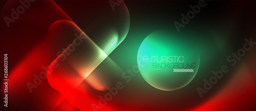 Neon glowing techno lines, blue hi-tech futuristic abstract background template