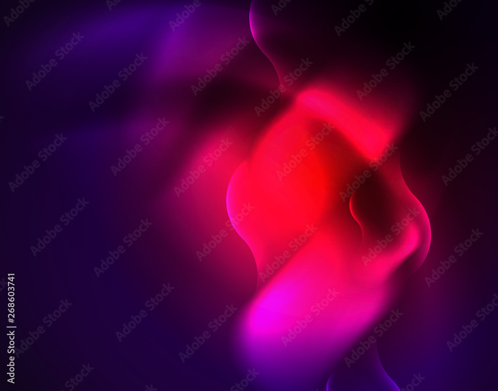 Shiny metallic neon waves vector design