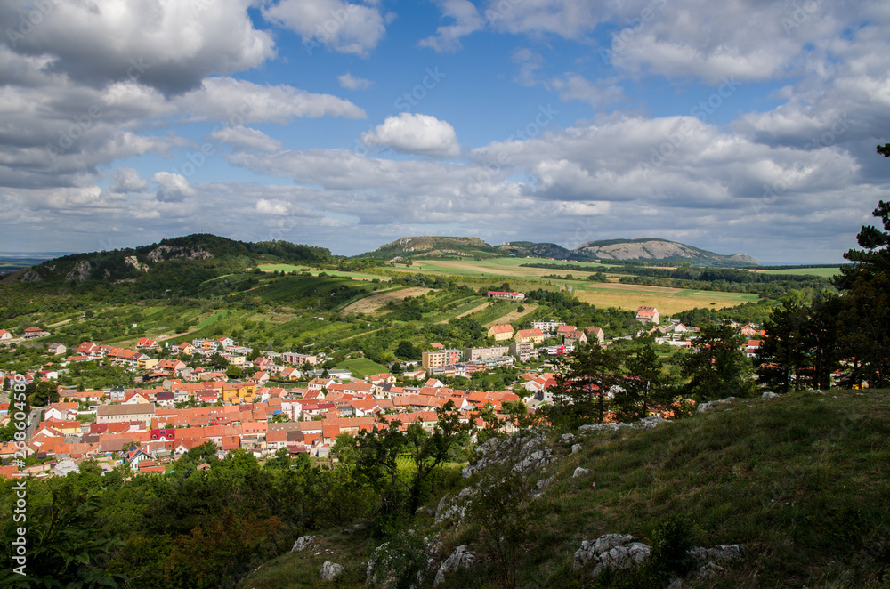 Panoramic view of Mikulov town centre and castle, Czech Republic