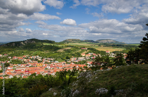 Panoramic view of Mikulov town centre and castle, Czech Republic