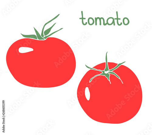 Vector hand drawn illustration with tomato. Flat design.