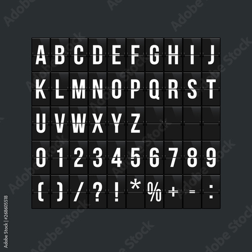 Flipboard style alphabet vector illustration