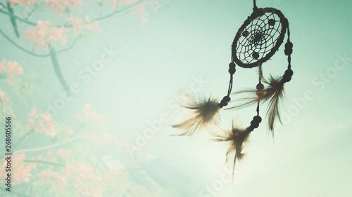 Картината върху платно Blurred image, Dream catcher native american in the wind and blurred bright ligh