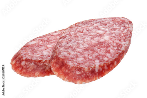 Salami sausage slice isolated