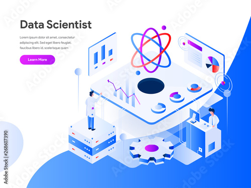 Data Scientist Isometric Illustration Concept. Modern flat design concept of web page design for website and mobile website.Vector illustration EPS 10