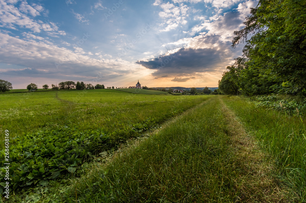 Obraz premium Dramatic sunset in Czech landscape