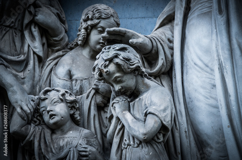 Memento mori statues on old graveyard in Edinburgh  Scotland