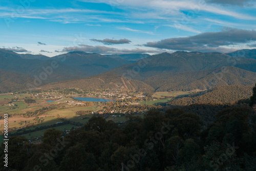 Morning mountain view with a sky background