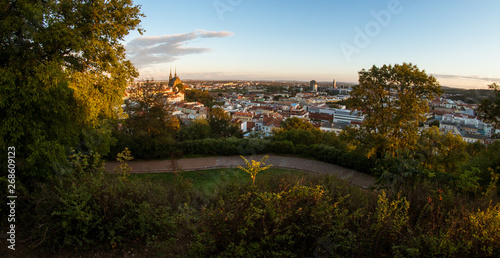 Panoramic wide angle view of Brno, Czech Republic