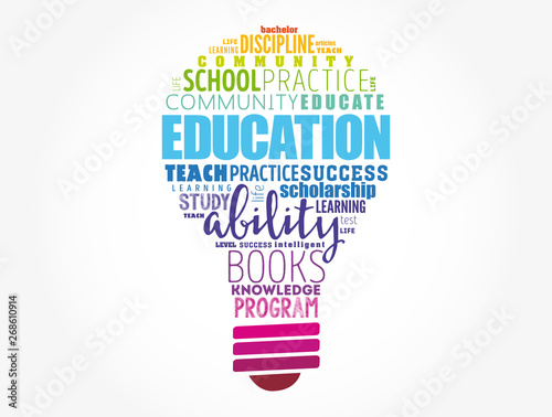 EDUCATION light bulb word cloud collage, concept background