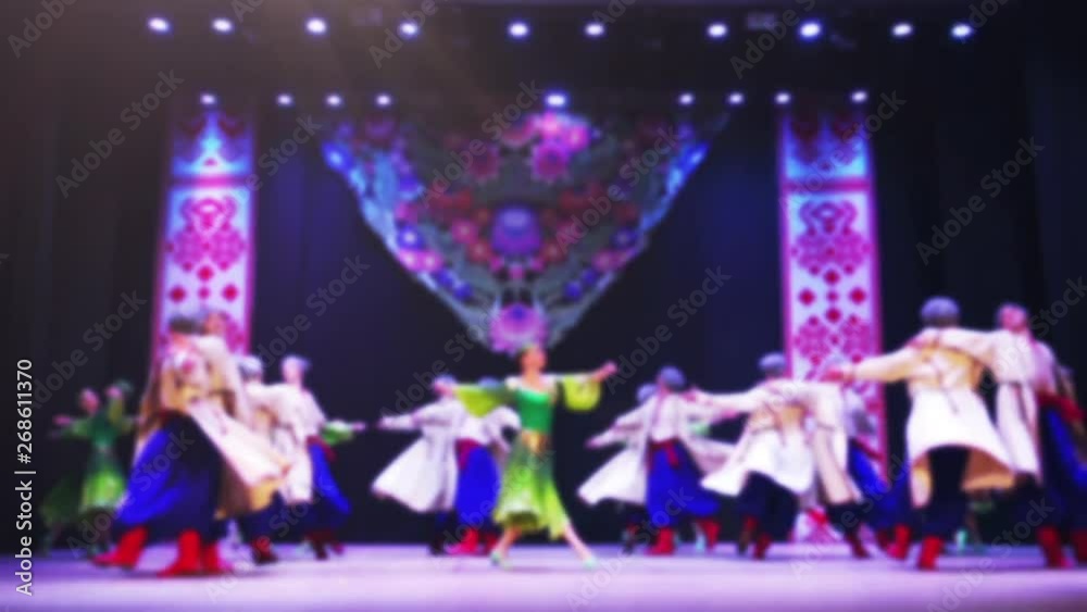 Ukrainian national dances. Out of focus. Slow motion.