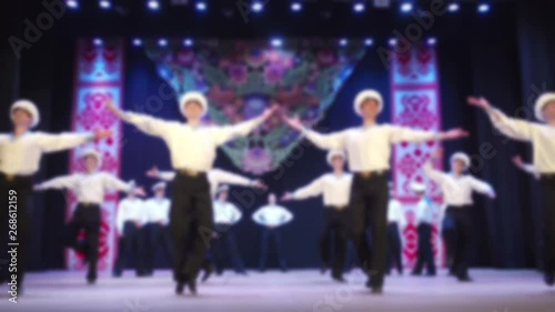 Ukrainian national dances. Out of focus. Slow motion. photo