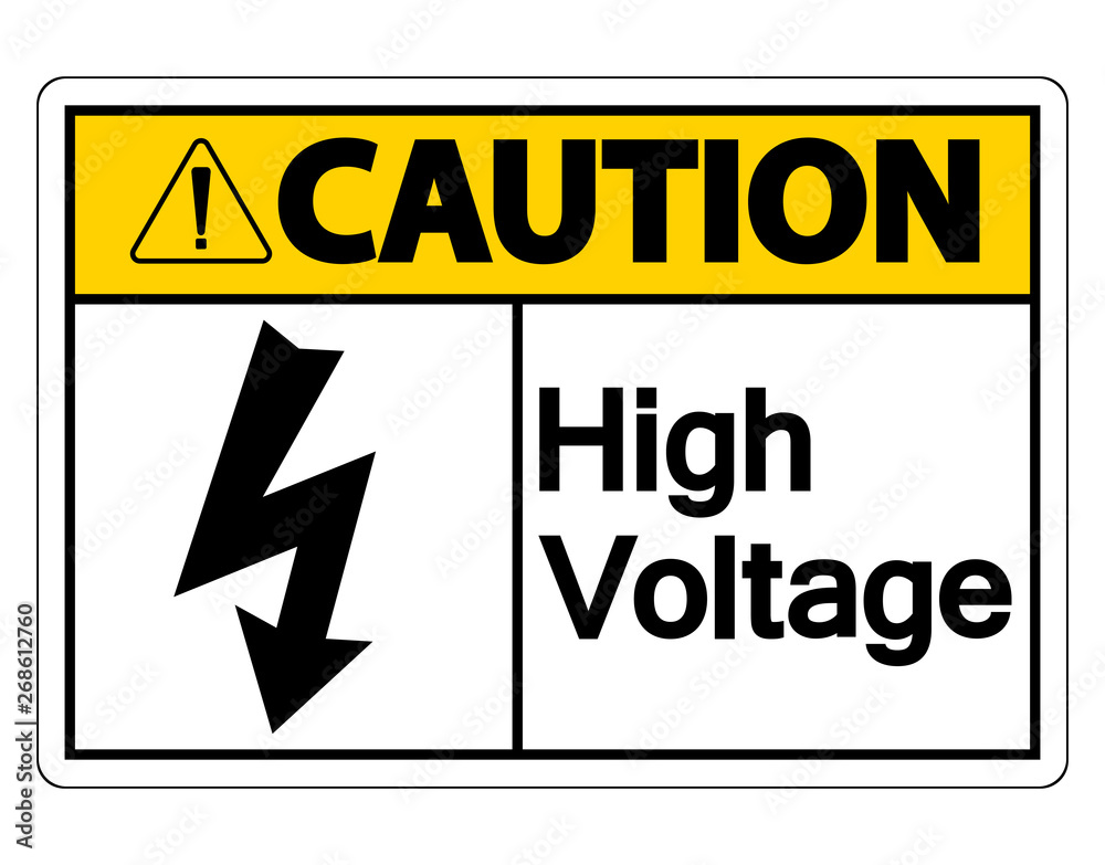Caution high voltage sign on white background,Vector illustration