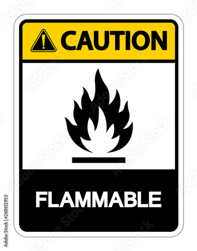 Caution Flammable Symbol Sign Isolate On White Background,Vector Illustration