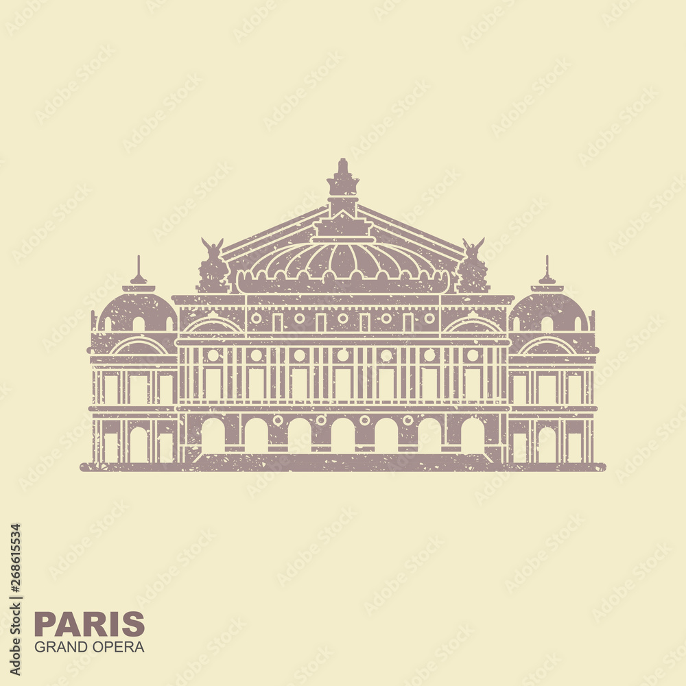 Opera Garnier Paris France. Flat vector icon