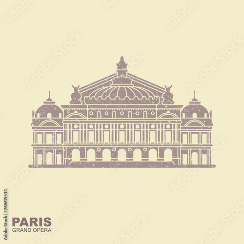 Opera Garnier Paris France. Flat vector icon