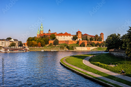 Wawel Royal Castle at Vistula River in Krakow