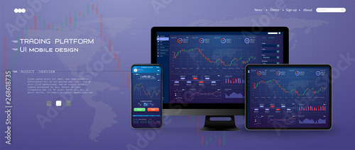 Trade UI, great design for any purposes. Trade concept. Web site screen template. forex market, news and analysis. binary option. Application for investment and online trading ,tablet, smartphone, pc.