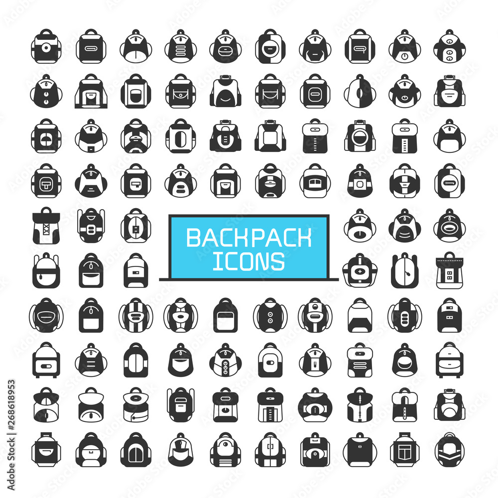 school bag and backpack icons school bag and backpack icons