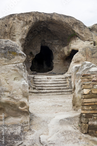 Detail of the Georgian rock cave city Uplistsikhe in Georgia