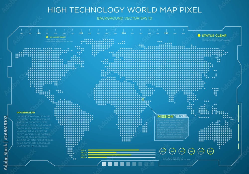 high technology world map digital background template with modern ...