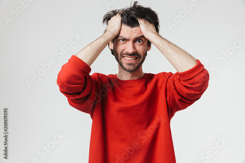 Handsome young bearded brunette man
